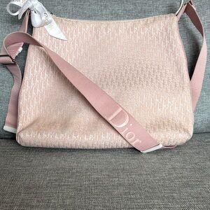Christian Dior Blush Pink Trotter larger canvas purse crossbody messenger